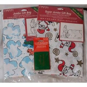 2 Super Jumbo Gift Bags Plastic Christmas 39x18x80 Inch/31.25x4x38 Inch  +5 Tags